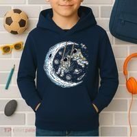 Astronauts Moon Swinging Kids Hoodie thumb 2