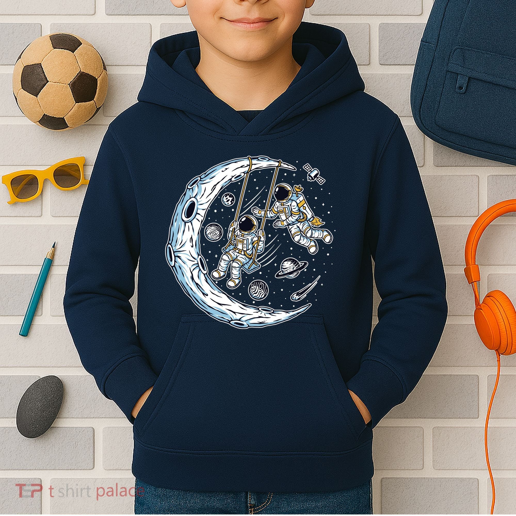 Astronauts Moon Swinging Kids Hoodie
