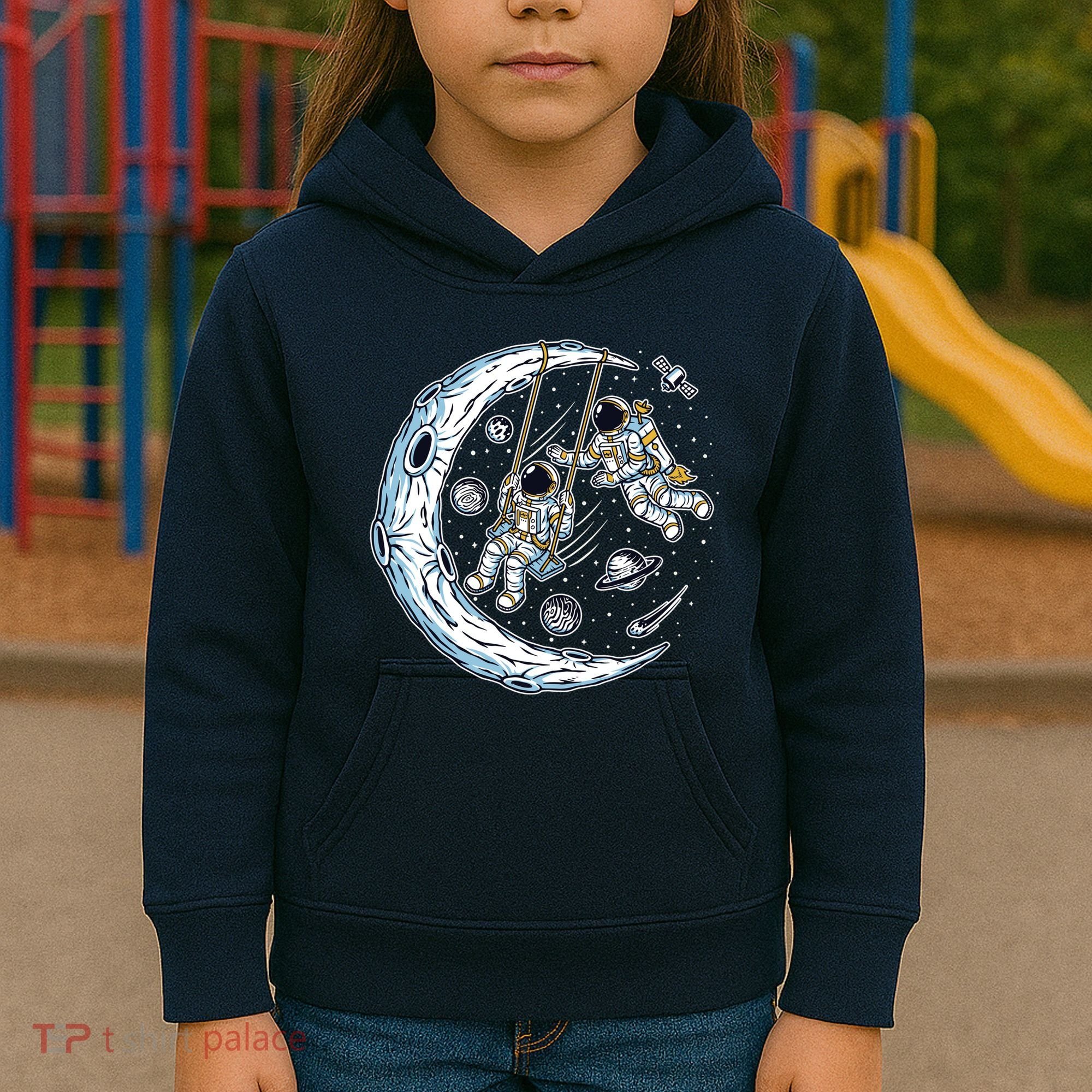Astronauts Moon Swinging Kids Hoodie
