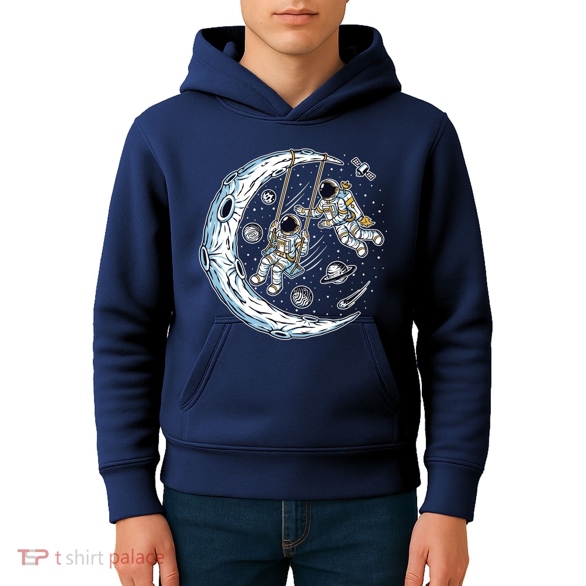 Astronauts Moon Swinging Kids Hoodie