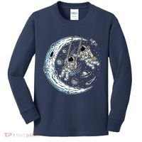 Astronauts Moon Swinging Kids Long Sleeve Shirt thumb 0