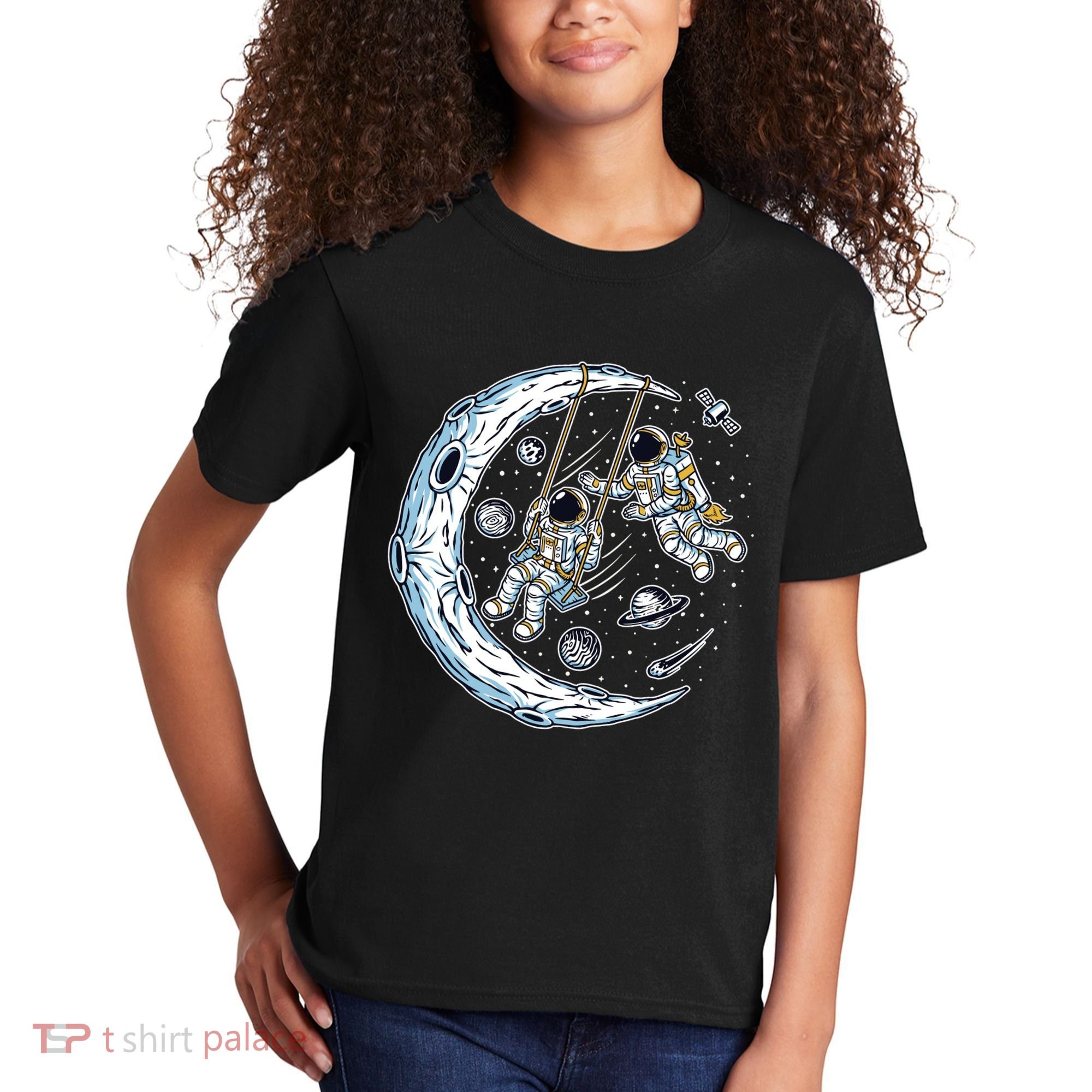 Astronauts Moon Swinging Kids T-Shirt