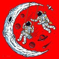 Astronauts Moon Swinging Santa Hat thumb 1