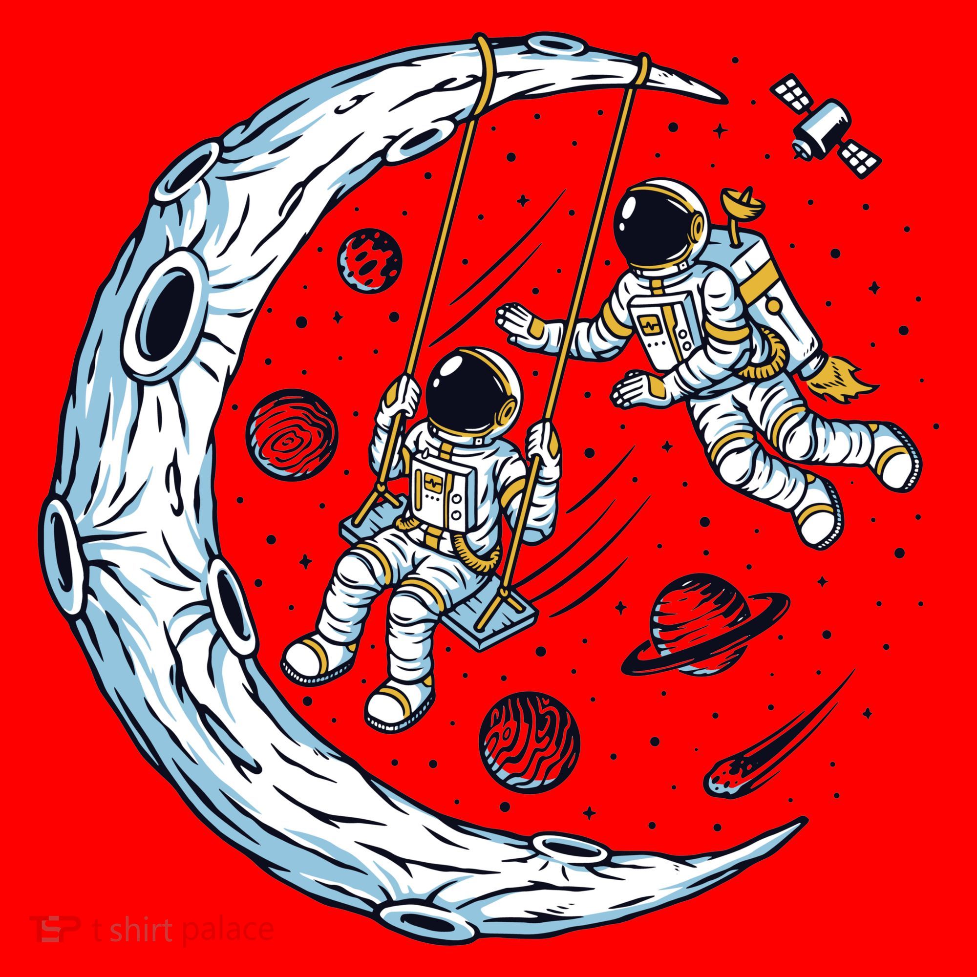 Astronauts Moon Swinging Santa Hat