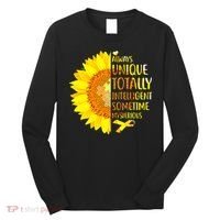 Autism Sunflower Unique Totally Intelligent Mysterious Long Sleeve Shirt thumb 0