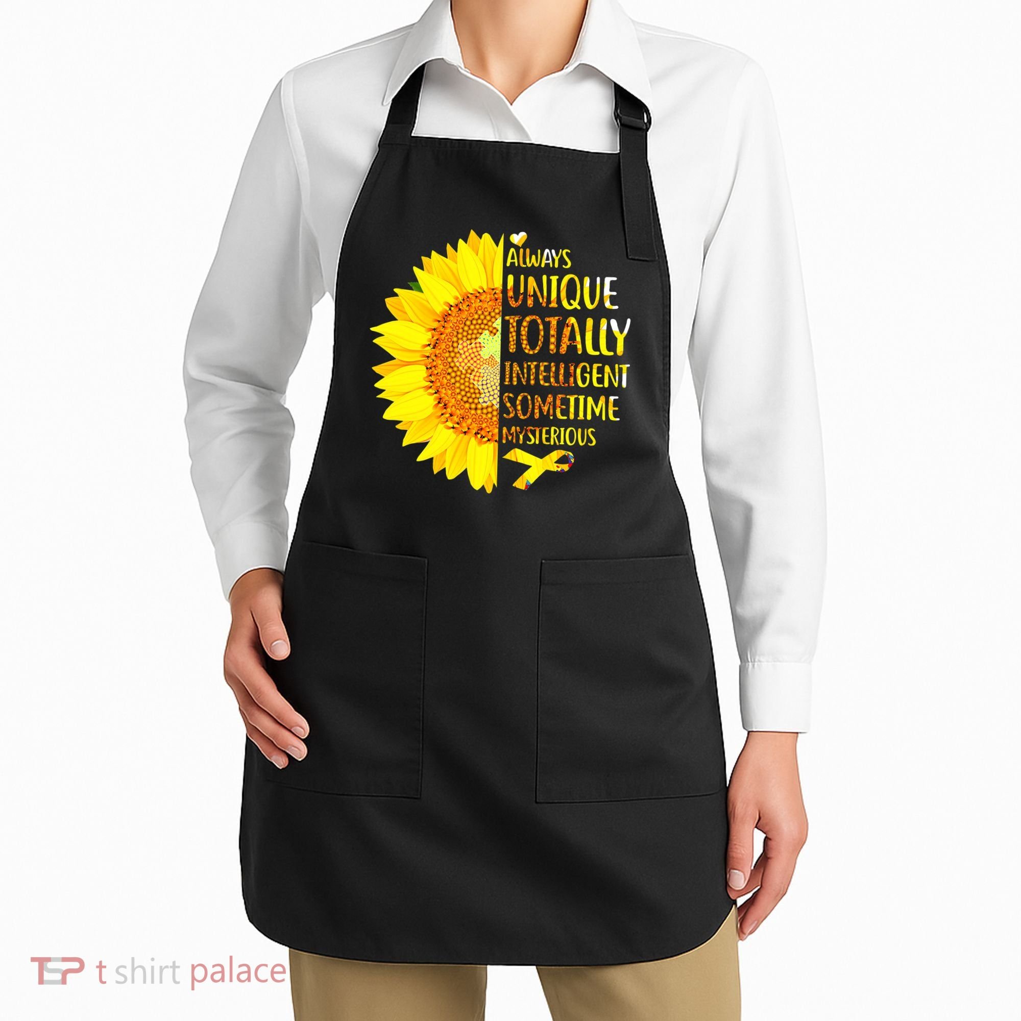 Autism Sunflower Unique Totally Intelligent Mysterious Apron