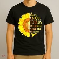 Autism Sunflower Unique Totally Intelligent Mysterious T-Shirt thumb 3