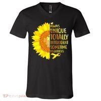 Autism Sunflower Unique Totally Intelligent Mysterious V-Neck T-Shirt thumb 0