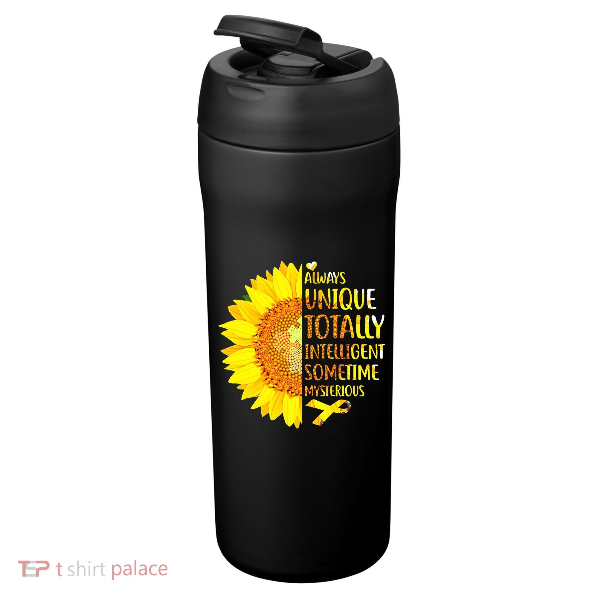 Autism Sunflower Unique Totally Intelligent Mysterious 24oz Duet Stainless Steel Tumbler