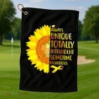 Autism Sunflower Unique Totally Intelligent Mysterious Golf Towel thumb 1
