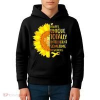 Autism Sunflower Unique Totally Intelligent Mysterious Kids Hoodie thumb 4
