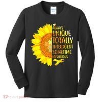Autism Sunflower Unique Totally Intelligent Mysterious Kids Long Sleeve Shirt thumb 0
