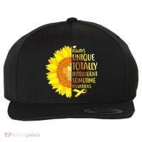 Autism Sunflower Unique Totally Intelligent Mysterious Wool Snapback Cap thumb 0