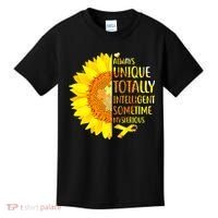 Autism Sunflower Unique Totally Intelligent Mysterious Kids T-Shirt thumb 0
