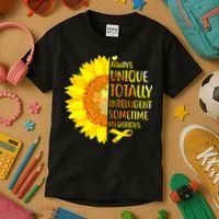Autism Sunflower Unique Totally Intelligent Mysterious Kids T-Shirt thumb 3