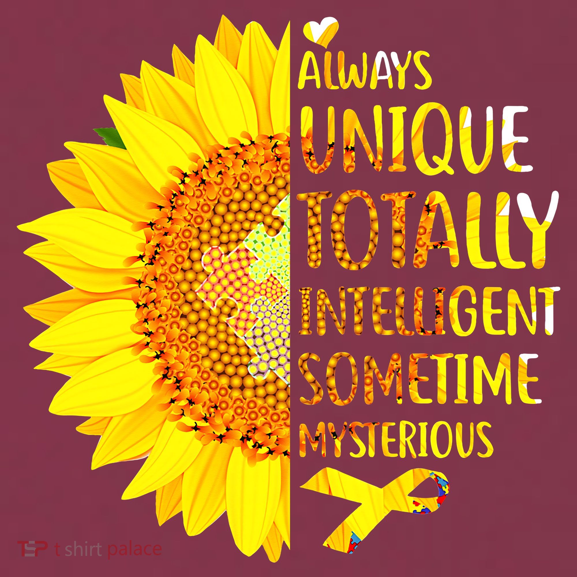 Autism Sunflower Unique Totally Intelligent Mysterious 16oz Travel Tumbler