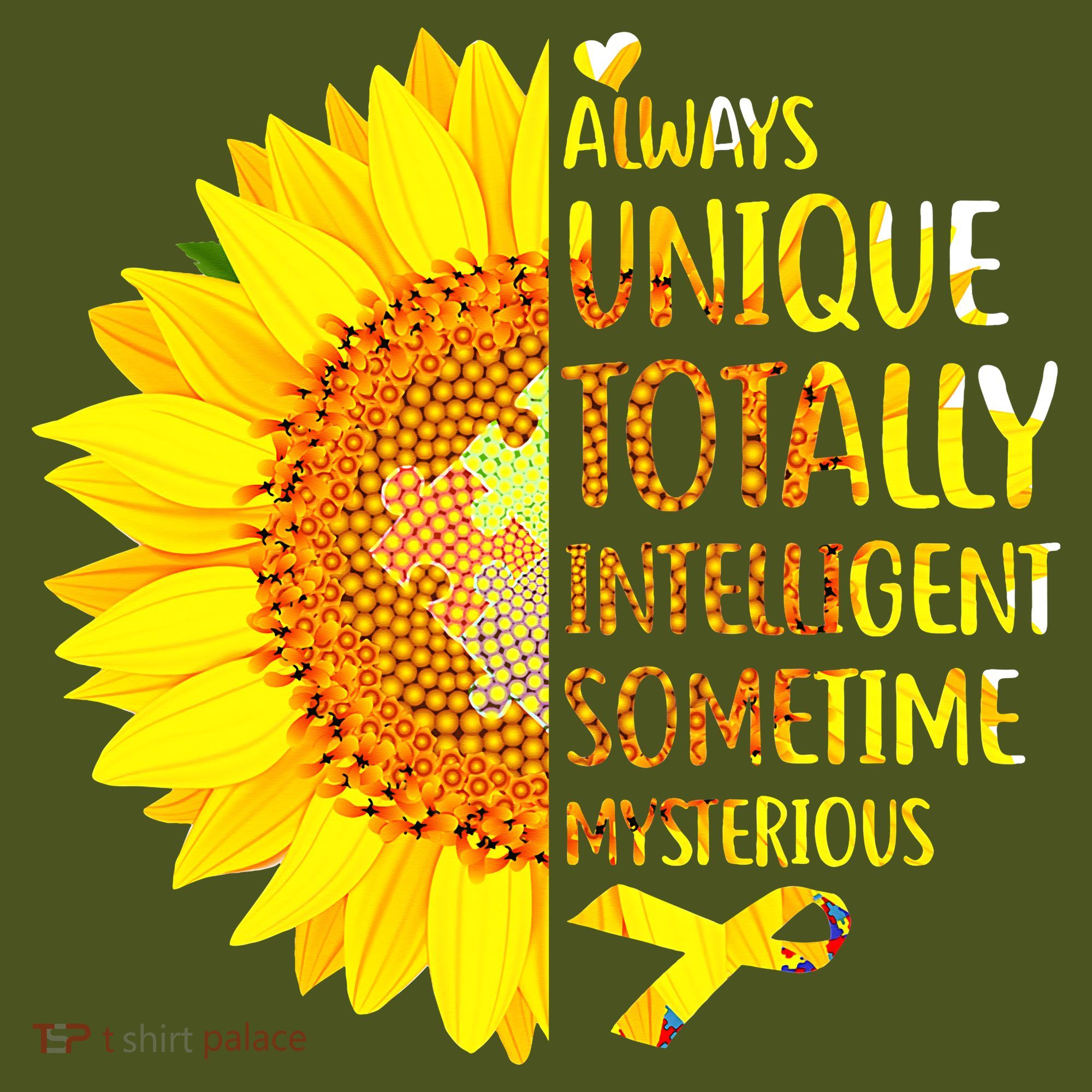 Autism Sunflower Unique Totally Intelligent Mysterious The Baniff Cuffed Pom Beanie