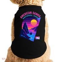 American Samoa Vaporwave Retro Sunset National Park Doggie Tank thumb 0