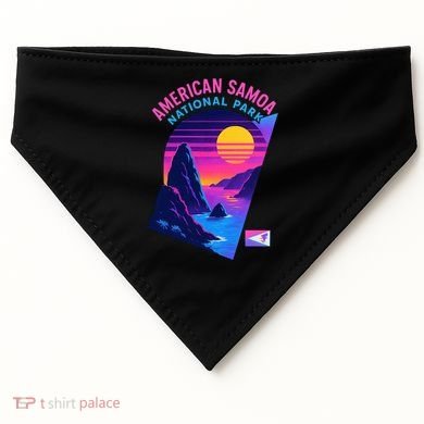 American Samoa Vaporwave Retro Sunset National Park USA-Made Doggie Bandana