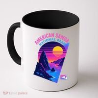 American Samoa Vaporwave Retro Sunset National Park Coffee Mug thumb 0