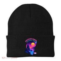 American Samoa Vaporwave Retro Sunset National Park Beanie thumb 0