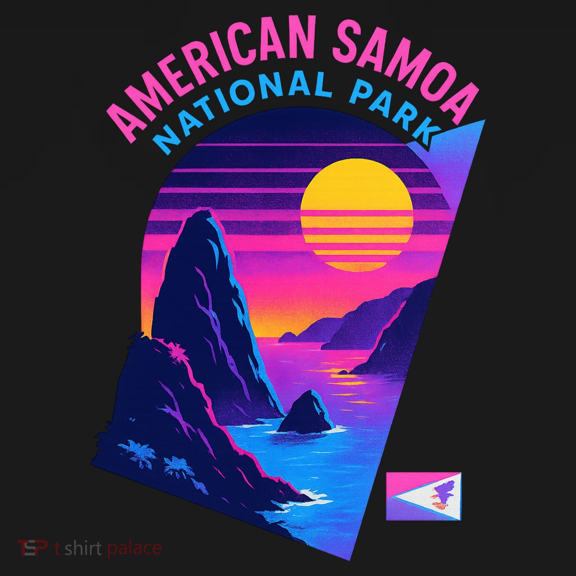 American Samoa Vaporwave Retro Sunset National Park Women's Hoodie