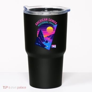 American Samoa Vaporwave Retro Sunset National Park Tumbler