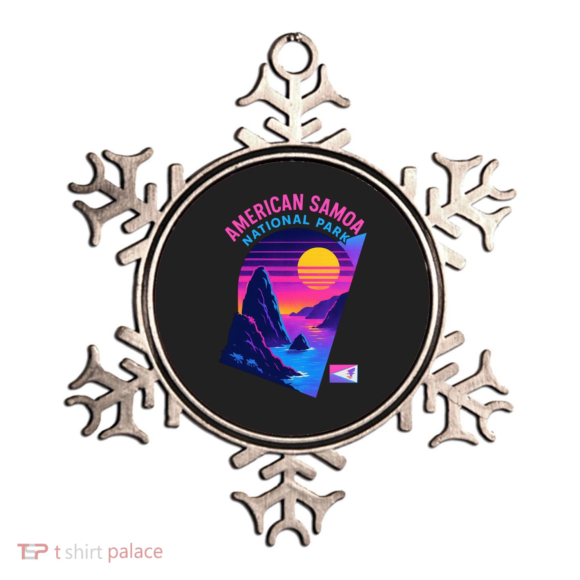 American Samoa Vaporwave Retro Sunset National Park Ornament
