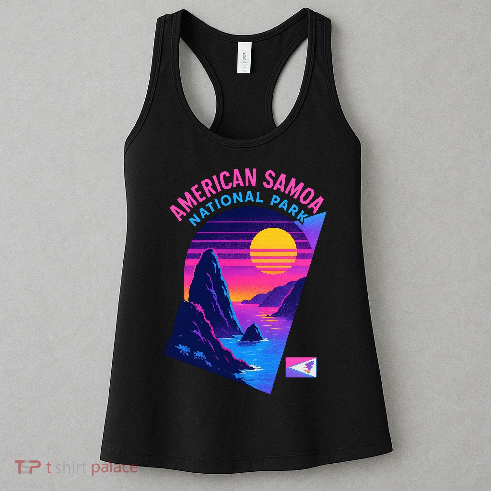 American Samoa Vaporwave Retro Sunset National Park Women's Tank Top