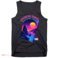 American Samoa Vaporwave Retro Sunset National Park Tank Top thumb 0