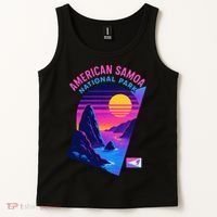 American Samoa Vaporwave Retro Sunset National Park Tank Top thumb 2