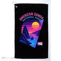 American Samoa Vaporwave Retro Sunset National Park Golf Towel thumb 0