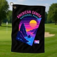 American Samoa Vaporwave Retro Sunset National Park Golf Towel thumb 1