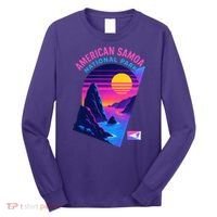 American Samoa Vaporwave Retro Sunset National Park Long Sleeve Shirt thumb 0
