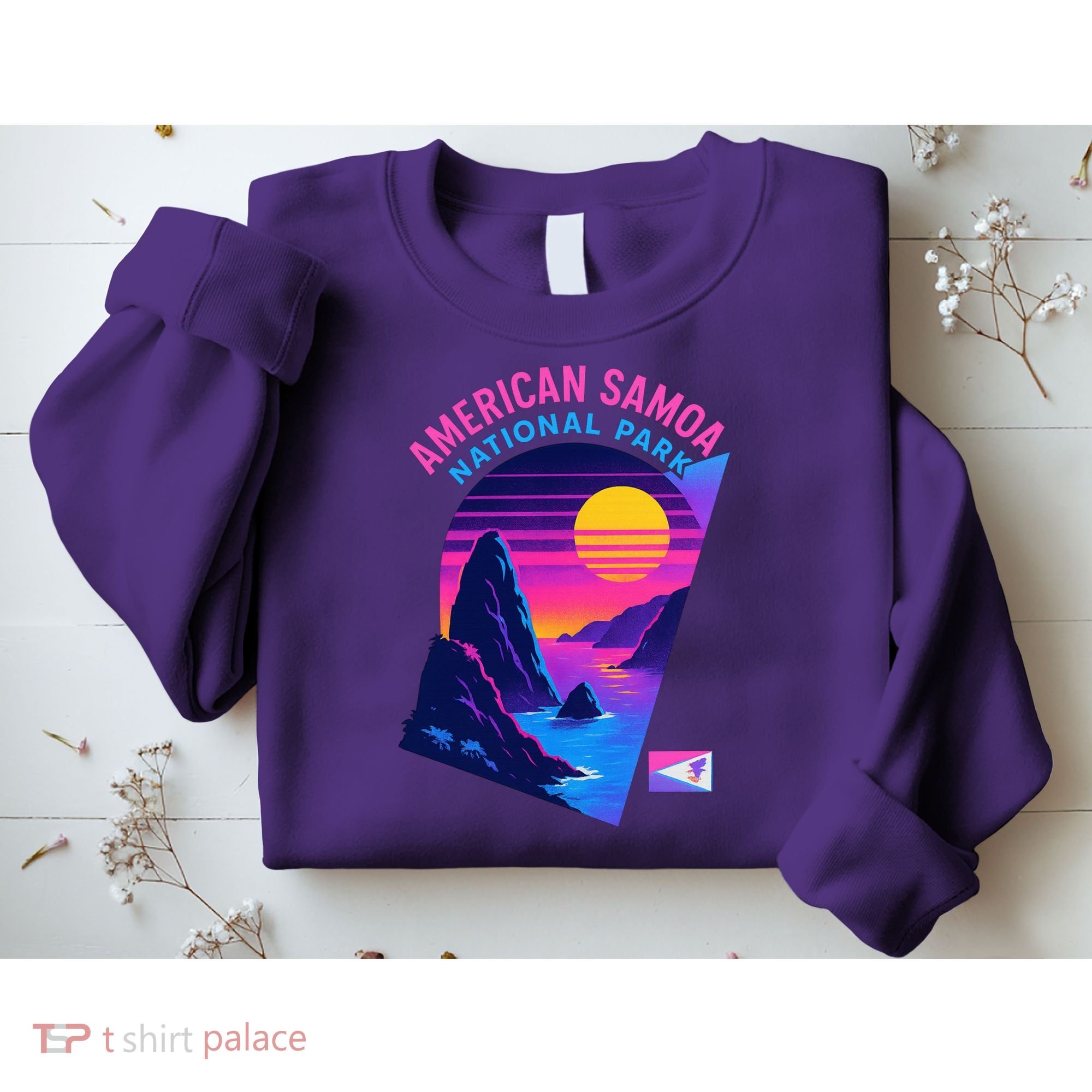 American Samoa Vaporwave Retro Sunset National Park Sweatshirt