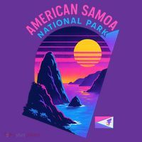 American Samoa Vaporwave Retro Sunset National Park Button thumb 1