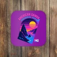 American Samoa Vaporwave Retro Sunset National Park Coaster thumb 0