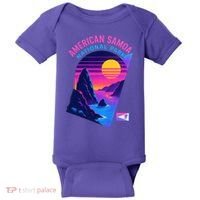 American Samoa Vaporwave Retro Sunset National Park Baby Bodysuit thumb 0