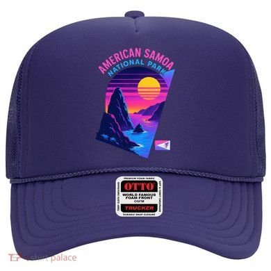American Samoa Vaporwave Retro Sunset National Park Hat