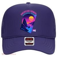 American Samoa Vaporwave Retro Sunset National Park Hat thumb 0