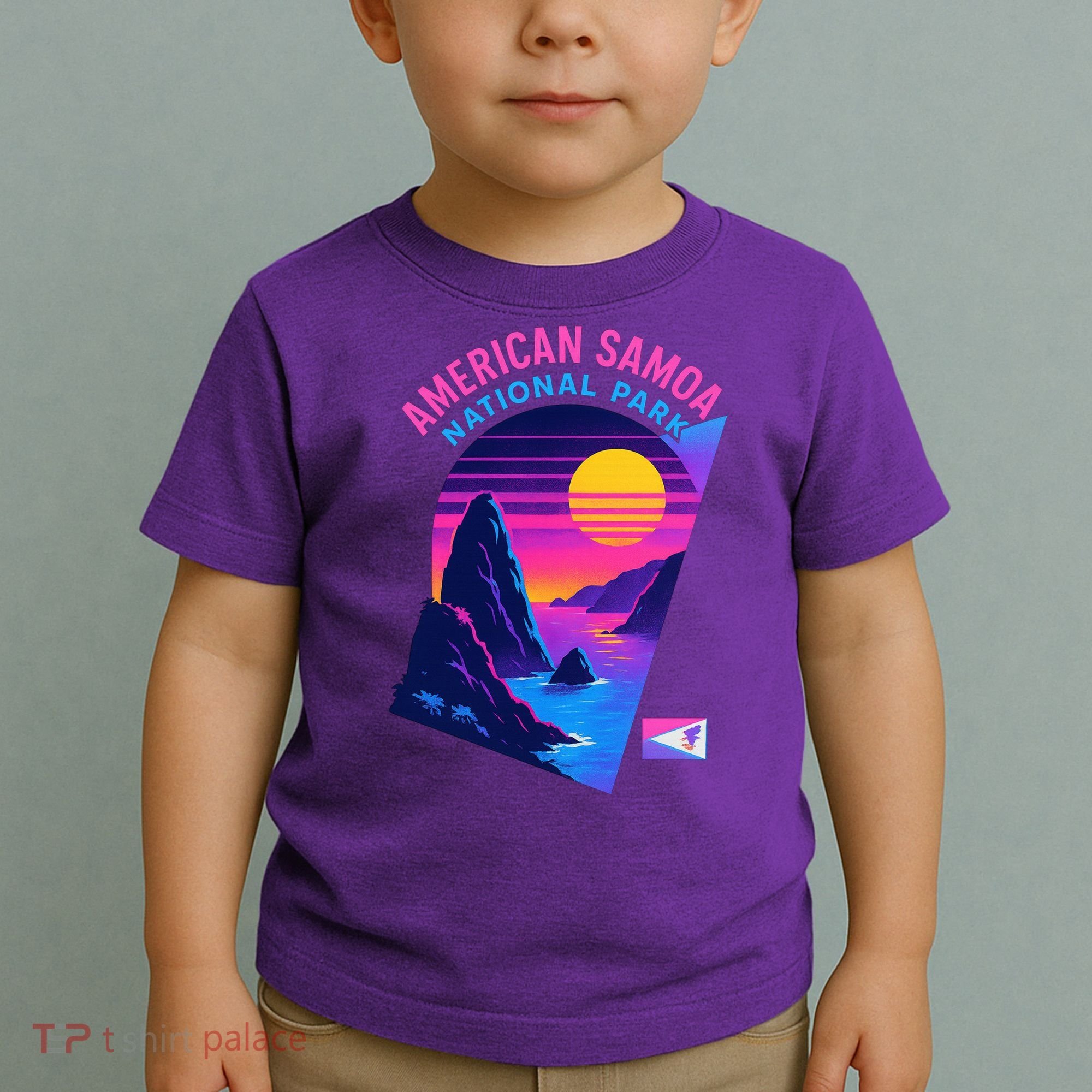 American Samoa Vaporwave Retro Sunset National Park Toddler T-Shirt