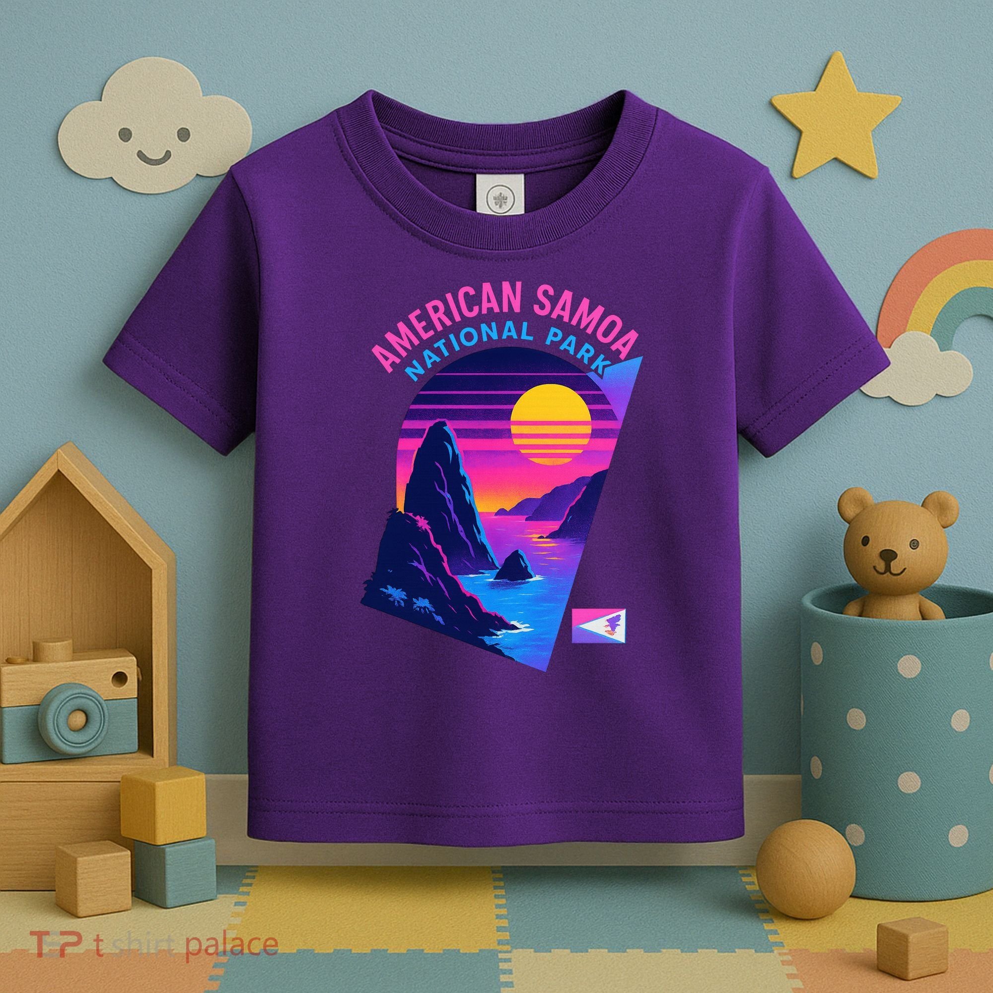 American Samoa Vaporwave Retro Sunset National Park Toddler T-Shirt