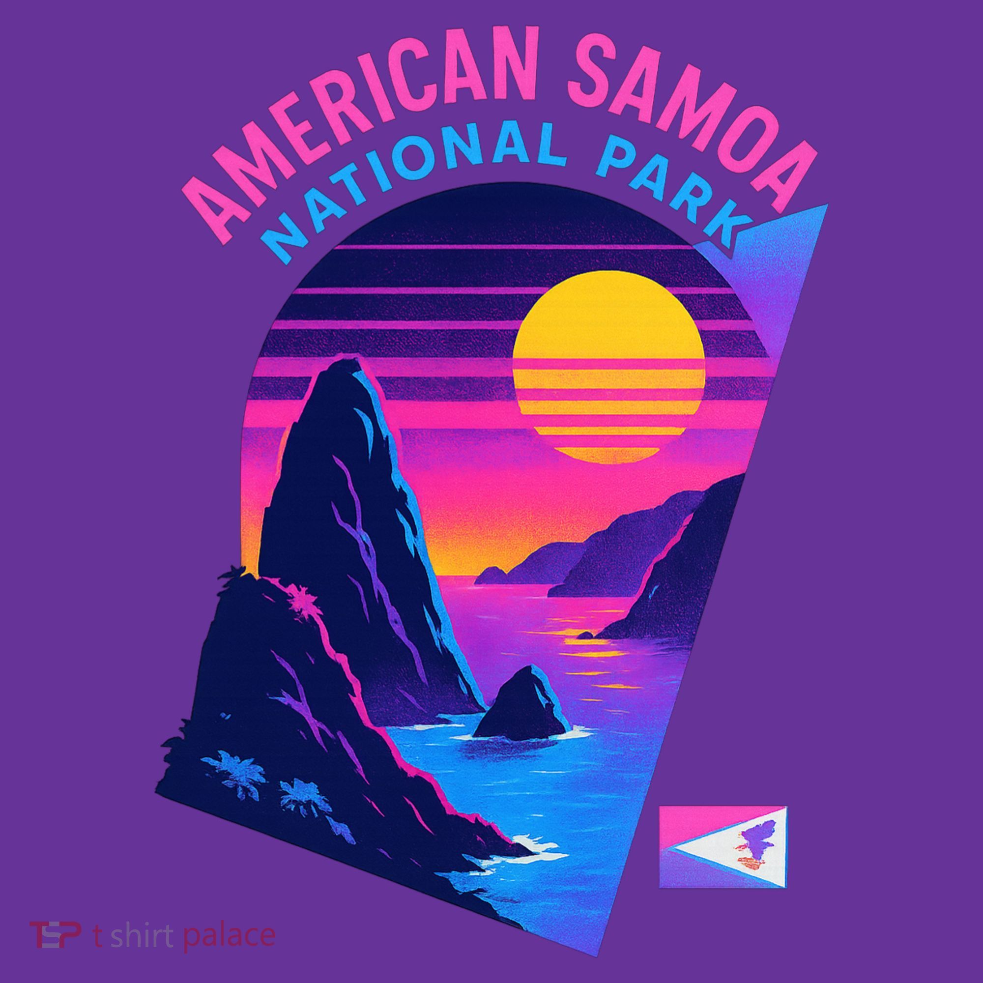 American Samoa Vaporwave Retro Sunset National Park Toddler T-Shirt