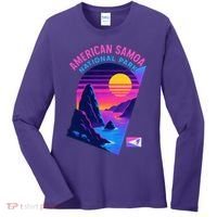 American Samoa Vaporwave Retro Sunset National Park Women's Long Sleeve Shirt thumb 0