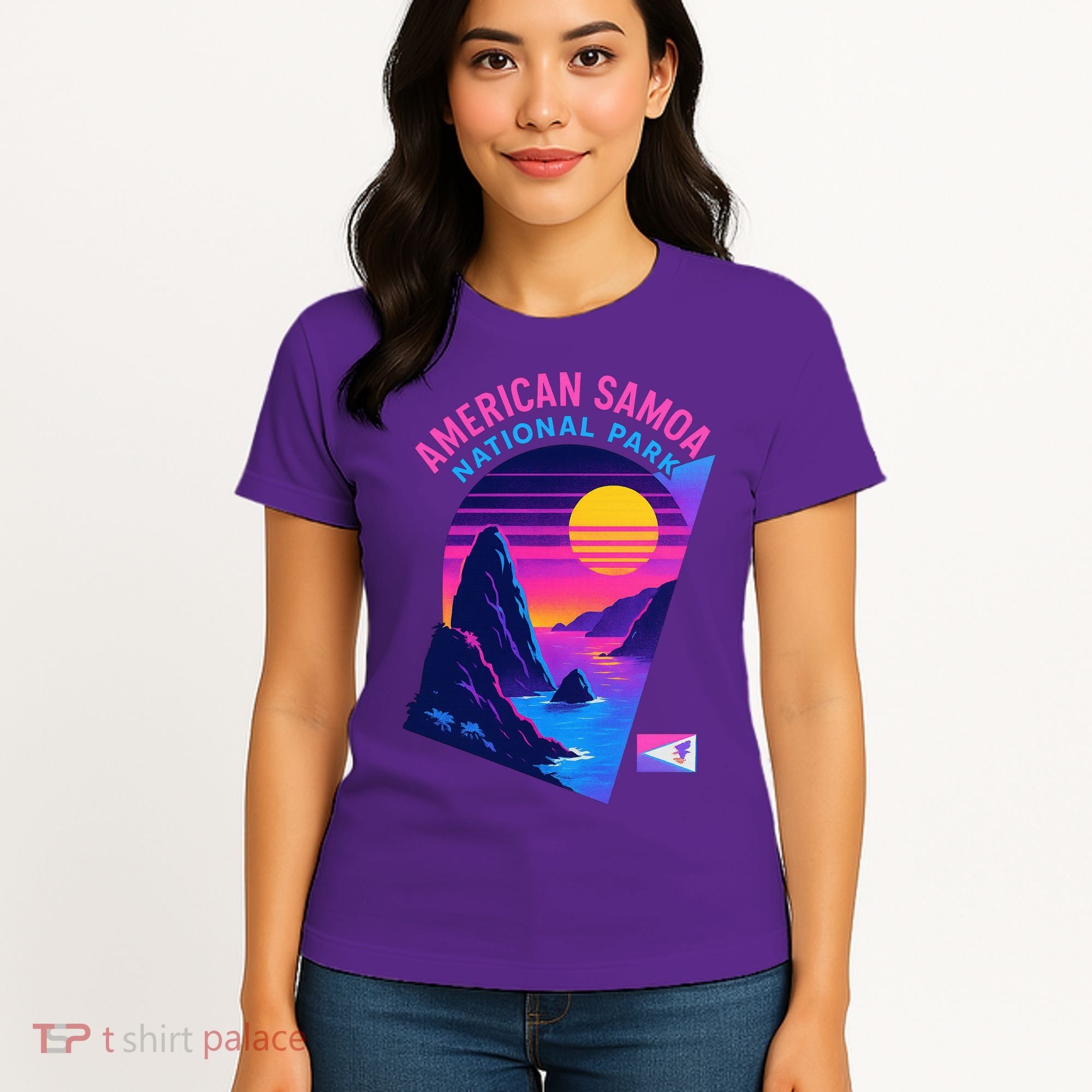American Samoa Vaporwave Retro Sunset National Park Women's T-Shirt