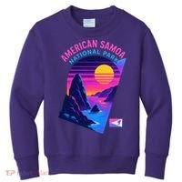 American Samoa Vaporwave Retro Sunset National Park Kids Sweatshirt thumb 0