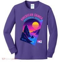 American Samoa Vaporwave Retro Sunset National Park Kids Long Sleeve Shirt thumb 0