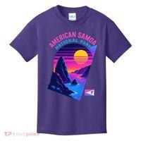 American Samoa Vaporwave Retro Sunset National Park Kids T-Shirt thumb 0
