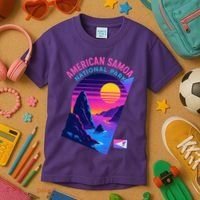 American Samoa Vaporwave Retro Sunset National Park Kids T-Shirt thumb 3