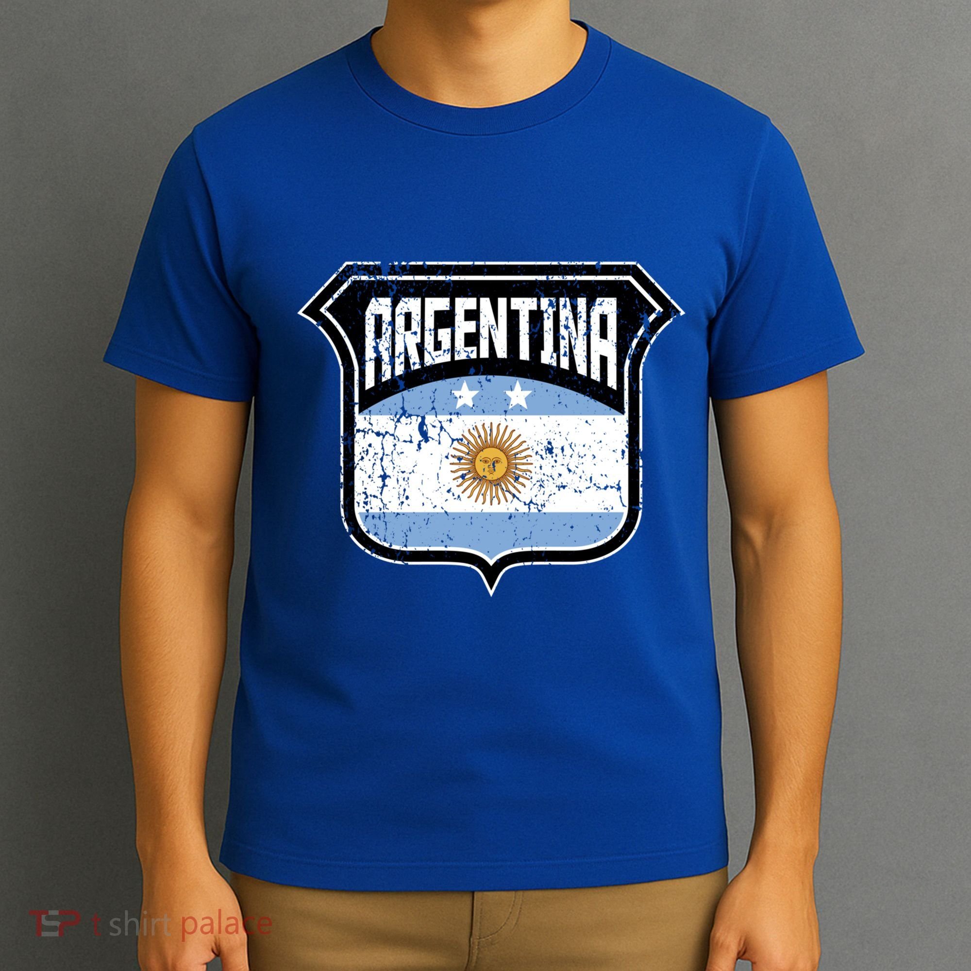 Argentina Soccer Vintage Country Flag Crest Shield Meaningful Gift T-Shirt
